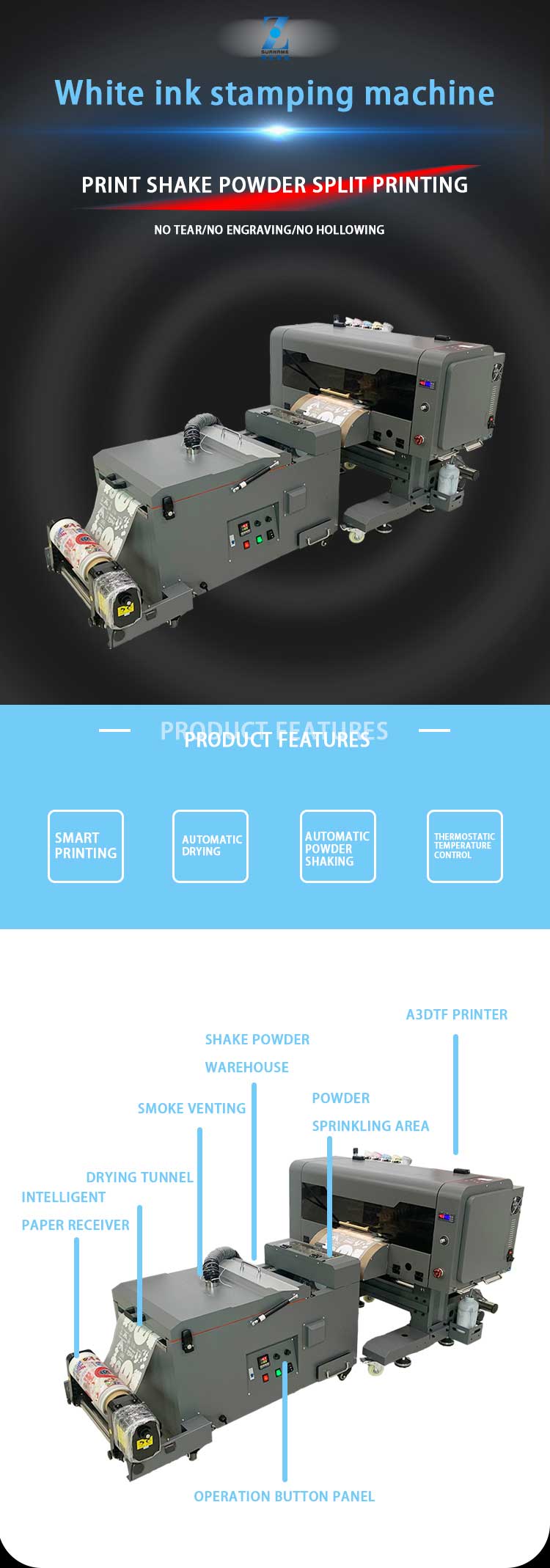 Máquina de polvo agitador A3 dtf